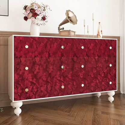 Wallercity Deep Red Velvet Peel and Stick Wallpaper Flocking Fabric Contact Paper for Jewelry Box Dresser Cabinets Self Adhesive Wine-red Felt Flocking Wall Paper for Shelf Liner Drawers 15.8''x236''