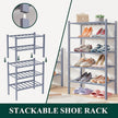 Smiry Bamboo Shoe Rack for Closet, 3 Tier Small Wooden Stackable Shoe Organizer, Free Standing Shoes Storage Shelf for Entryway, Front Door Entrance, Grey
