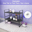 16.5-27’’L Expandable Stackable Cabinet Shelves, Adjustable Spice Rack Cabinet Shelf Organizer for Kitchen, Countertop, Pantry and Cupboard, Black