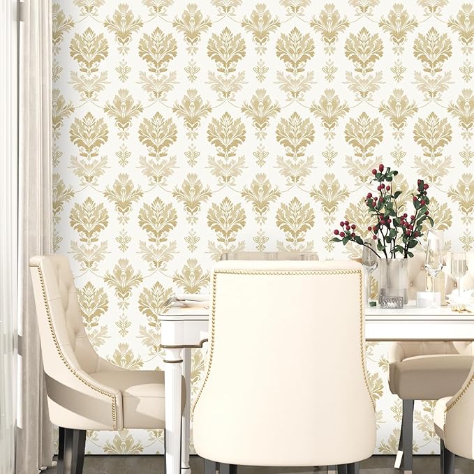 Vintage Symmetry Wallpaper Peel and Stick Beige Floral Wall Paper Boho 17.5