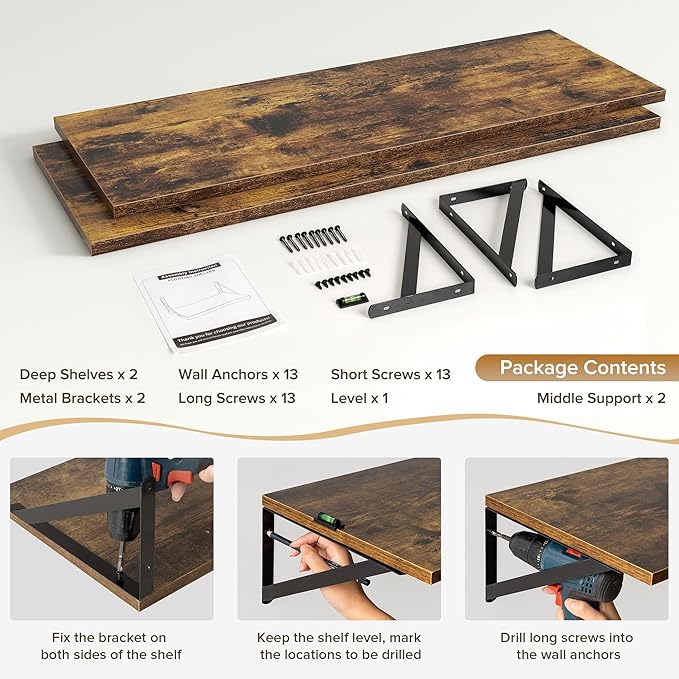 Deep Floating Shelves Wall Mounted, 36