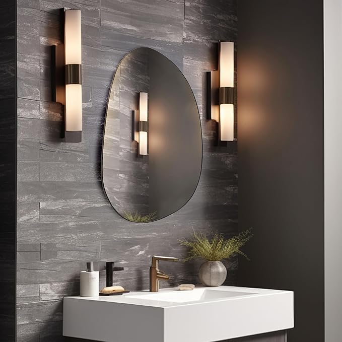 Hamilton Hills Irregular Shaped Wall Mirror - Asymmetrical Accent Mirror - Modern Wall Mounted Mirror - Suitable for Bedroom and Living Room - Frameless Shaped - 33.5" L x 20.5" W
