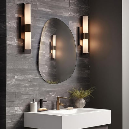 Hamilton Hills Irregular Shaped Wall Mirror - Asymmetrical Accent Mirror - Modern Wall Mounted Mirror - Suitable for Bedroom and Living Room - Frameless Shaped - 33.5" L x 20.5" W