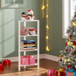 TUTOTAK Corner Shelf, 4-Tier Corner Bookshelf for Small Space, Narrow Display Corner Shelf Stand with Storage Rack, for Living Room, Bedroom, White BS05BW004
