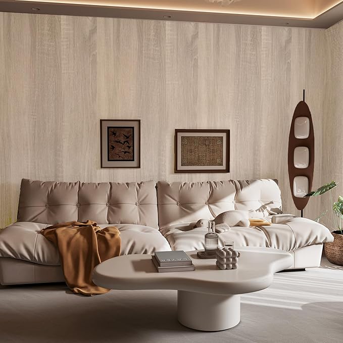 Gray Brown Wood Grain Contact Paper Waterproof Faux Wood Wallpaper Peel and Stick Countertops Light Oak Contact Paper for Cabinets Self Adhesive Wallpaper Wooden Stickers 15.74
