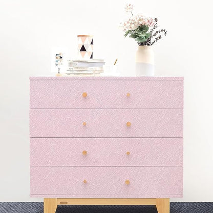 Pink Silk Wallpaper Embossed Peel and Stick Wallpaper Textured Self-Adhesive Removable Contact Paper Waterproof Vinyl Roll for Bedroom Cabinet Furniture 17.7 inch X 120 inch