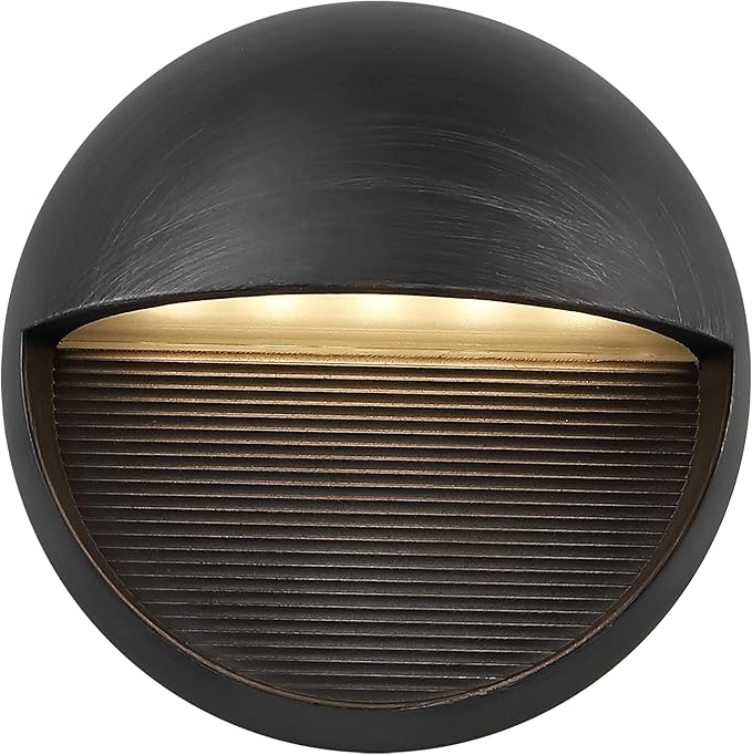 JONATHAN Y 6.25" Rustic Black Modern Round Outdoor Integrated LED Wall Sconce Light, Metal/Glass Waterproof Exterior Downlight for Porch, Patio, and Entryway, ETL Listed (JYL7441C)