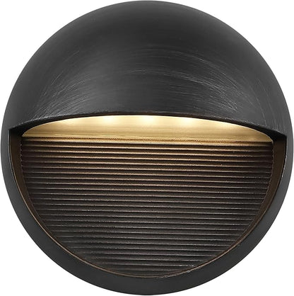 JONATHAN Y 6.25" Rustic Black Modern Round Outdoor Integrated LED Wall Sconce Light, Metal/Glass Waterproof Exterior Downlight for Porch, Patio, and Entryway, ETL Listed (JYL7441C)