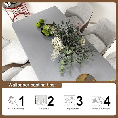 Stainless Steel Contact Paper 15.7"x 118" Silver Stainless Steel Contact Papers Peel and Stick Countertop Self Adhesive Thick Texture Vinyl Waterproof Wallpaper for Fridge Kitchen Cabinets