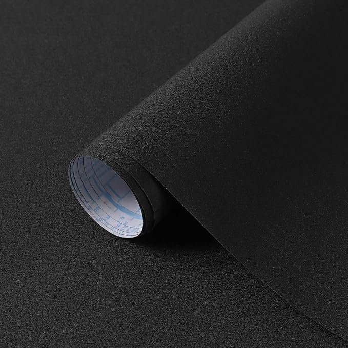 HeloHo Solid Black Wallpaper Matte Textured Peel and Stick Wall Paper Modern Self Adhesive Removable Waterproof Contact Paper for Living Room Bedroom Decor 394"X17.3"