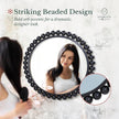 Hamilton Hills Black Circle Mirror - 33 x 33in - Chic Round Mirror for Living Room, Bathroom, Entryway, Vanity Decor -Dimensional Crystal Clear Beads Reflect Light - Home Wall Decor
