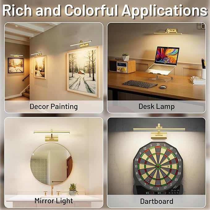 AIFEI Picture Lights for Wall Battery Operated, Rechargeable Wireless Picture Light with Remote Control, Dimmable Art Lighting for Paintings, Gallery Frame Display Light, 16