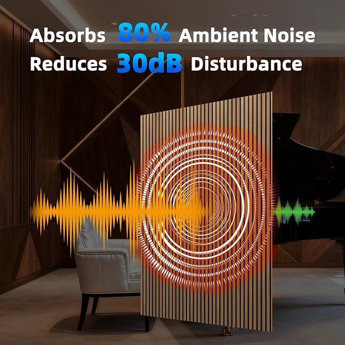 Art3d 4-Piece 94 x 12.6 Inch Acoustic Lightweight Slat Wall Panel - Waterproof Wood Textured Wainscoting Panel of 33 Sq.Ft for Bedroom, Home Theater Office Accent Wall, Walnut