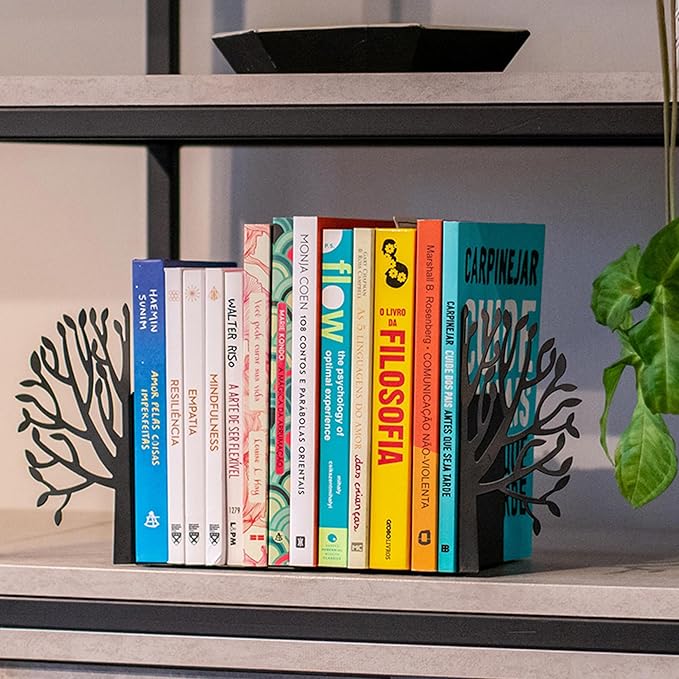 Tree Book Holder – Steel with Epoxy Paint and Creative Design – Organization and Style for Your Books – Matte Black – Geguton