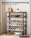 Kitsure Shoe Rack for Closet, Rustic Brown Shoe Organizer with Leveling Feet, Sturdy & Rust-Proof Shoe Storage for Entryway, Bedroom, Living Room, 29.5