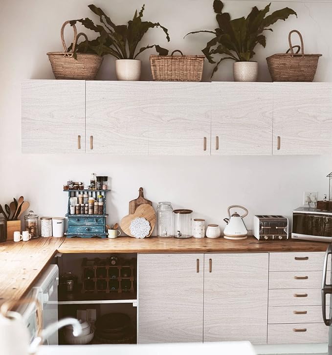 White Wood Contact Paper for Cabinets/Drawers Wood Grain Peel and Stick Wallpaper for Furniture Kitchen Shelf Liner Self-Adhesive Wallpaper Vinyl Waterproof Easy to Install/Clean17.7inW 630inL