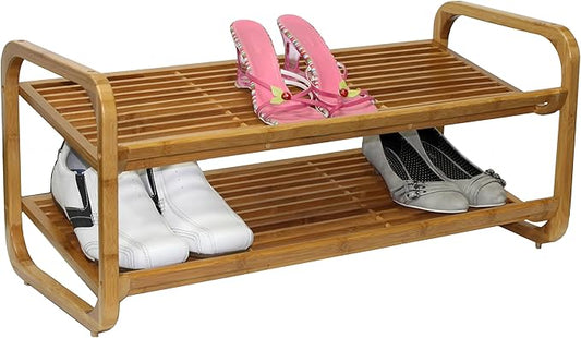 Oceanstar 2-Tier Bamboo Shoe Rack, Natural