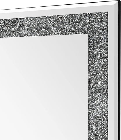 Ruomeng Wall Mirror Rectangular Crystal Crush Diamond Mirror for Home Decoration Accent Mirror for Bathroom, Entryway and Bedroom, 20" x 28"