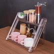 NiHome Foldable Countertop Coffee Station Organizer Rack, 2-Tier Shelf for Coffee Bar Accessories, Condiment Storage Caddy for Kitchen, Home, Office (Brown)