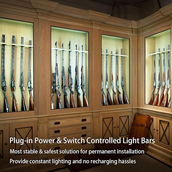 Under Cabinet Lights, Plug in, Seamlessly Linkable 12 Inch, 6 Bars+Switch+Extensions, Under Counter Lighting for Kitchen, Closet, Gun Safe, Shelf, Display Case, LED 5000k Daylight