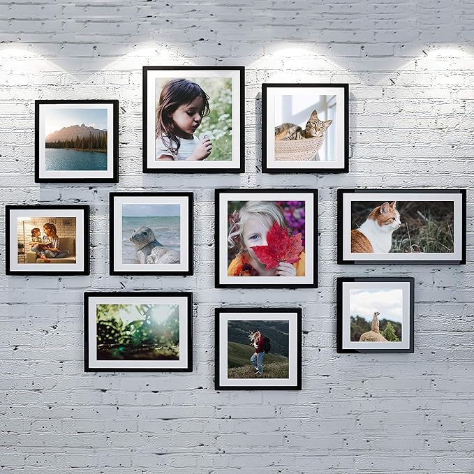 upsimples 12x18 Picture Frame Set of 5, Display Pictures 11x17 with Mat or 12 x 18 Without, Wall Gallery Poster Frames, Black