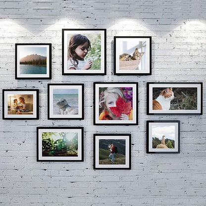 upsimples 12x18 Picture Frame Set of 5, Display Pictures 11x17 with Mat or 12 x 18 Without, Wall Gallery Poster Frames, Black