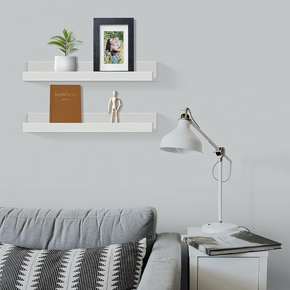 ZNZ Floating Wall Shelves for Home Decor, Durable PS Material Shelf, Strong One-Piece Design for Bedroom, Living Room, Office, Kitchen, Bathroom, Picture Ledge, White