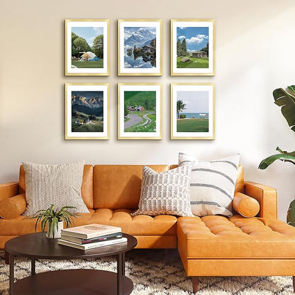 FIXSMITH 11x14 Picture Frame Bulk-4 Pack, Photo Frame with HD Plexiglass, Display Pictures 8x10 with Mat or 11x14 Without Mat, Gold Picture Frames Collage Wall Decor, Gallary Wall Frame