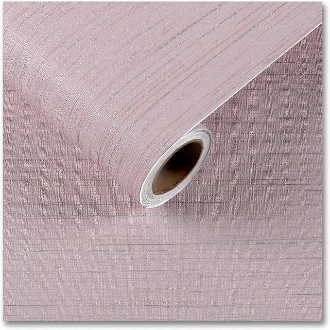 CRE8TIVE Pale Pink Grasscloth Wallpaper Peel and Stick Textured Wallpaper Pink Contact Paper for Walls Removable Self Adhesive Weave Linen Grass Cloth Contact Paper Vinyl for Bedroom Bathroom 12"x354"