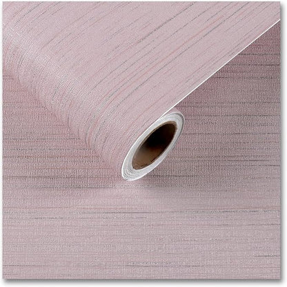 CRE8TIVE Large Size 24"x354" Pale Pink Grasscloth Peel and Stick Wallpaper Textured Fabric Linen Wallpaper Removable Self Adhesive Faux Grass Cloth Contact Paper for Girls Room Drawers Walls Furniture