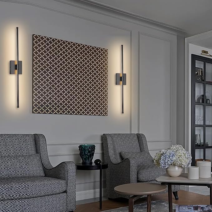 Modern LED Wall Sconces, Hardwired Wall Sconces, 3000K Warm Light Wall Lamp,Black Wall Light Fixtures for Living Room, Bathroom, Bedroom