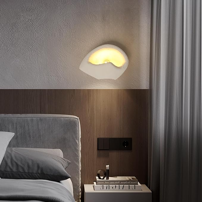 Modern Wall Sconce Plug in, Indoor Wall Light Fixture, Retro Industrial Cement Stone Style Wall Mounted Lamp for Living Room Bedroom Restaurant Vanity Hallway Stairs, Bulb Included
