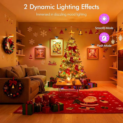 3Pack Picture Lights for Wall, RGB Color Changing Led Art Display Light with Rechargeable Battery Operated, Magnetic Painting Light with Remote Control, Wireless Home Wall Decorative Lighting, Black