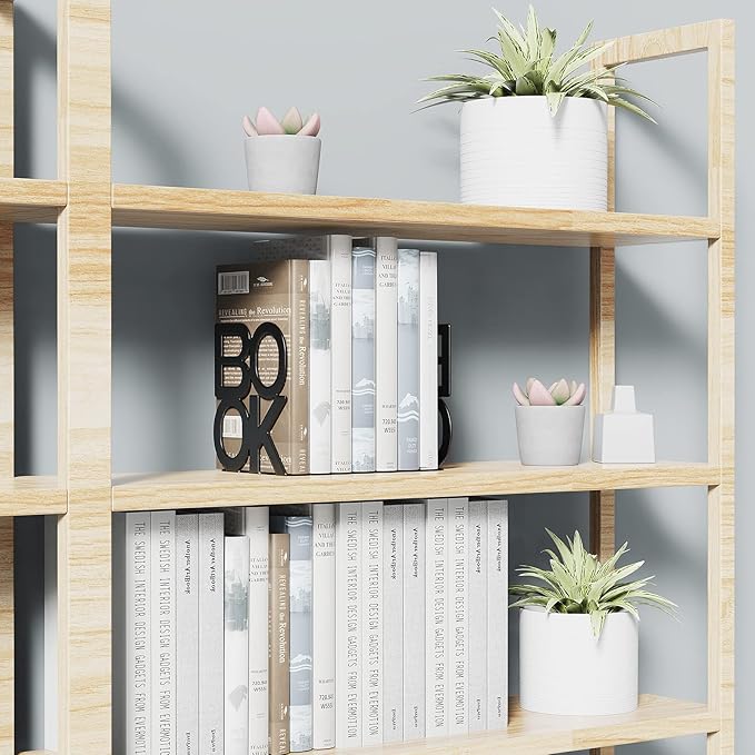 Book Ends - Decorative Metal Book Ends Supports for Bookrack Desk,Books, Unique Appearance Design,Heavy Duty (Black, 8 Pair)