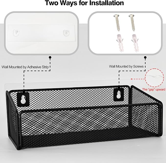 Bathroom Shelf Over Toilet Storage Basket,Toilet Beside Floating Shelf Mesh Metal Wall Mounted Shelves for Home Organization & Decor Essentials,Kitchen/Living Room Shelves (Black)