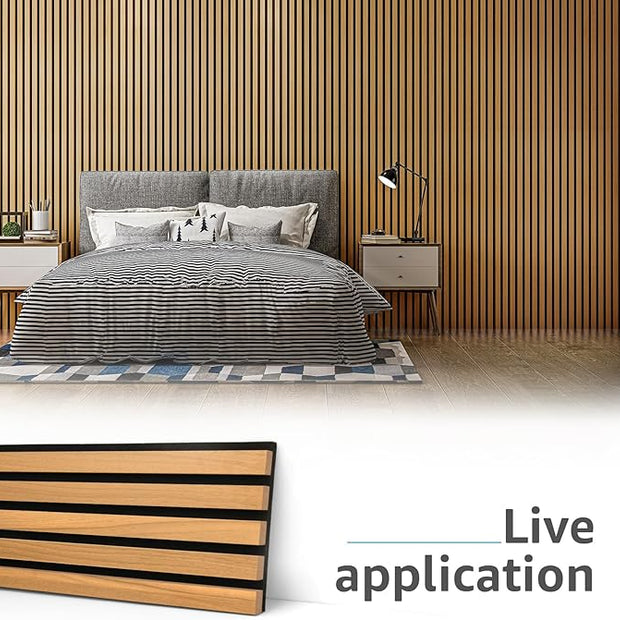 Art3d 6-Pack Acoustic Wood Slat Wall Panels for Interior Decor, 3D Fluted Sound Absorbing Wood Paneling for Accent Wall Ceiling Kitchen Living Room Bedroom Office, 94.5 x 7.9 inch Warm Teak