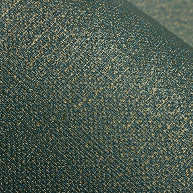 Guvana Grasscloth Peel and Stick Wallpaper Green/Gold Textured Contact Paper Vintage Removable Self Adhesive Wall Paper Thicken Fabric Faux Linen Wallpaper for Bathroom Living Room Decor 78.7inx15.7in