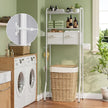 Simple Trending Over The Toilet Storage Rack with Drawers, Metal 3 Tier Bathroom Organizer Shelf with Paper Holder and 3 Hooks, White
