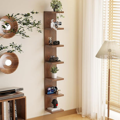 Lack Wall Shelf,Display Floating Shelf (Solid Wood, 7 Tier)