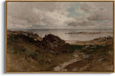 InSimSea Framed Canvas Wall Art Vintage Decor, Seaside Path Wilderness Landscape Paintings Artwork, Large Prints, Retro Wall Decorations for Living Room Bedroom Bathroom, 24