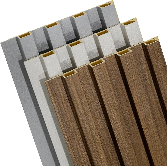 3 Packs Sample 6 x 5.9in Slat Wood Wall Paneling for Interior Wall Decoration, Accent 3D Wall Panels for Living Room, Bedroom, WPC Wainscoting Panels