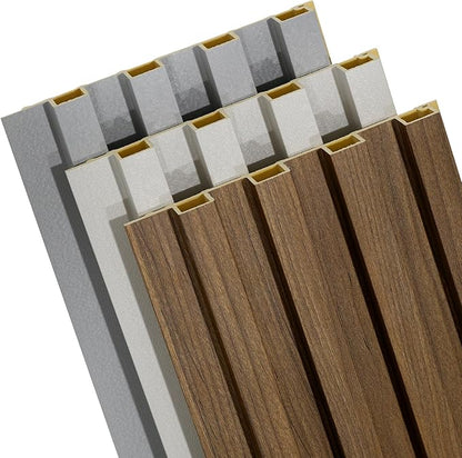3 Packs Sample 6 x 5.9in Slat Wood Wall Paneling for Interior Wall Decoration, Accent 3D Wall Panels for Living Room, Bedroom, WPC Wainscoting Panels