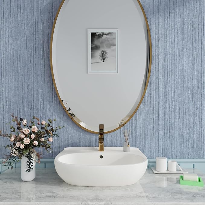 CRE8TIVE Large Size 24"x354" Light Blue Grasscloth Peel and Stick Wallpaper Textured Faux Grasscloth Contact Paper for Cabinets Removable Fabric Linen Wallpaper Blue Wall Covering for Bathroom Bedroom