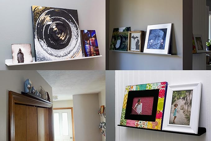Floating Ledge, Photo Shelf, Art Ledge - Very Durable and Made in The USA (White, 18")