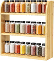 3 Tier Bamboo Spice Rack, Countertop or Wall Mounting Wood Spice Jars Organizer Shelf for Kitche, Pantry (Natural)