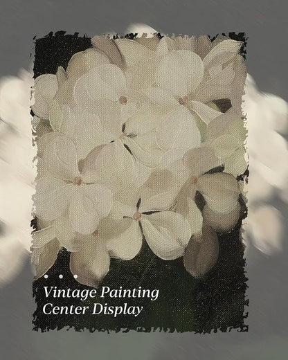 HUARCEY Gold Framed Vintage Wall Art for Living Room, Flowers Painting Canvas Print Shelf Decor for Kitchen, Aesthetic Bedroom Wall Art, Christmas Gifts for Friends or Family (White Hydrangea 24"x36")