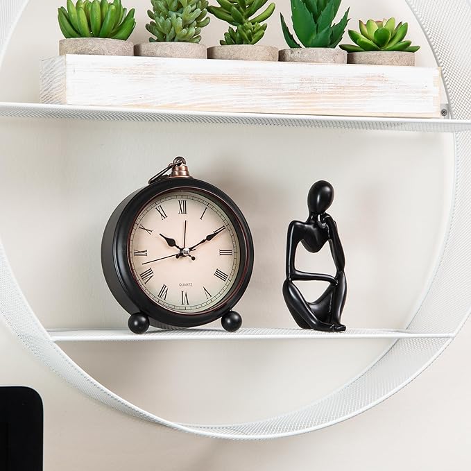 Mind Reader Circular Floating Shelves, Wall Decor, Accent Shelf, Office, Bathroom, Metal Mesh, 18" L x 4" W x 18" H, White