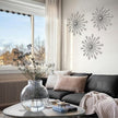ZEXUIRU 3 Pack Black Sunburst Wall Decor – Metal Crystal Wall Art with Sparkling Rhinestones, 14’’/18 Inch Starburst Wall Hanging Set for Living Room Bedroom Bathroom – Modern Bling Home Decorations