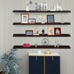 PHOENANCEE Long Floating Shelves for Wall 47 Inch,Real Wood Picture Ledge Shelf with Lip Set of 4,Photo Frame Storage Display for Living Room Nursery Bedroom Bathroom Kitchen Home Decor (Dark Walnut)
