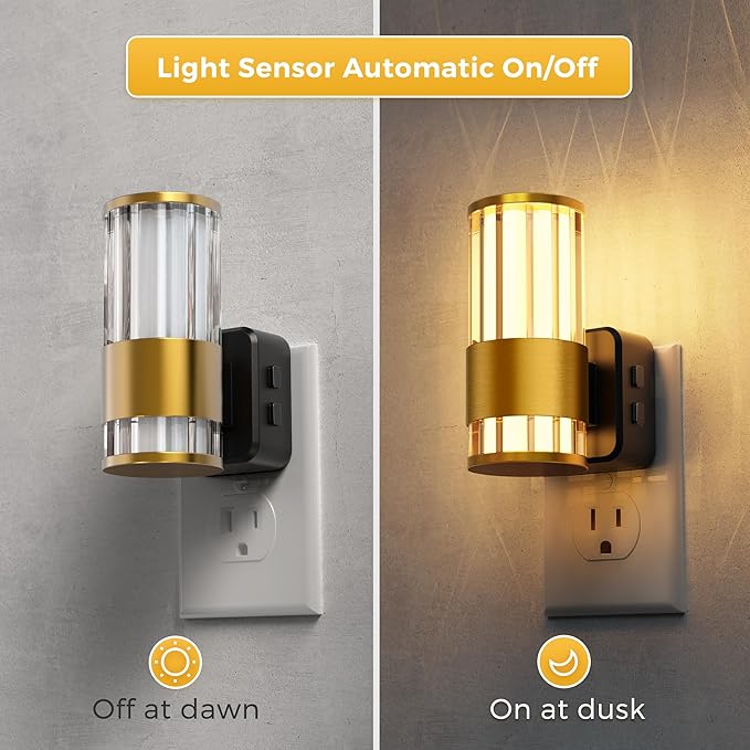 L LOHAS LED Night Light, Night Lights Plug into Wall, 10-Color RGB Change Nightlights,10/50/100LM Adjustable Automatic Nightlights Plug in with Dusk to Dawn Sensor for Room Bathroom Hallway